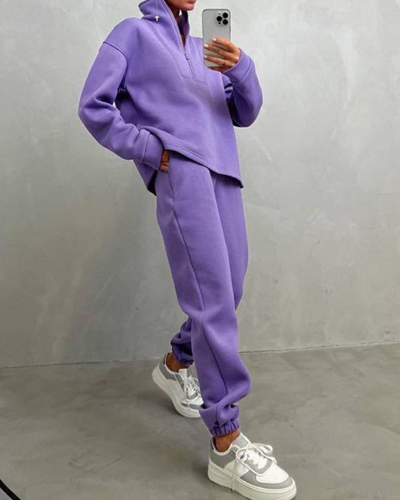 Γυναικεία Φόρμα Αθλητικές Φόρμες Φούτερ με πουλόβερ Τσέπη με φερμουάρ Μονόχρωμο Ρούχα σύνολα Φθινόπωρο Μαύρο Κίτρινο Σπαντέξ Προπόνηση Ένδυση γυμναστικής και άθλησης Τρέξιμο 2026 - $36.99 –P15