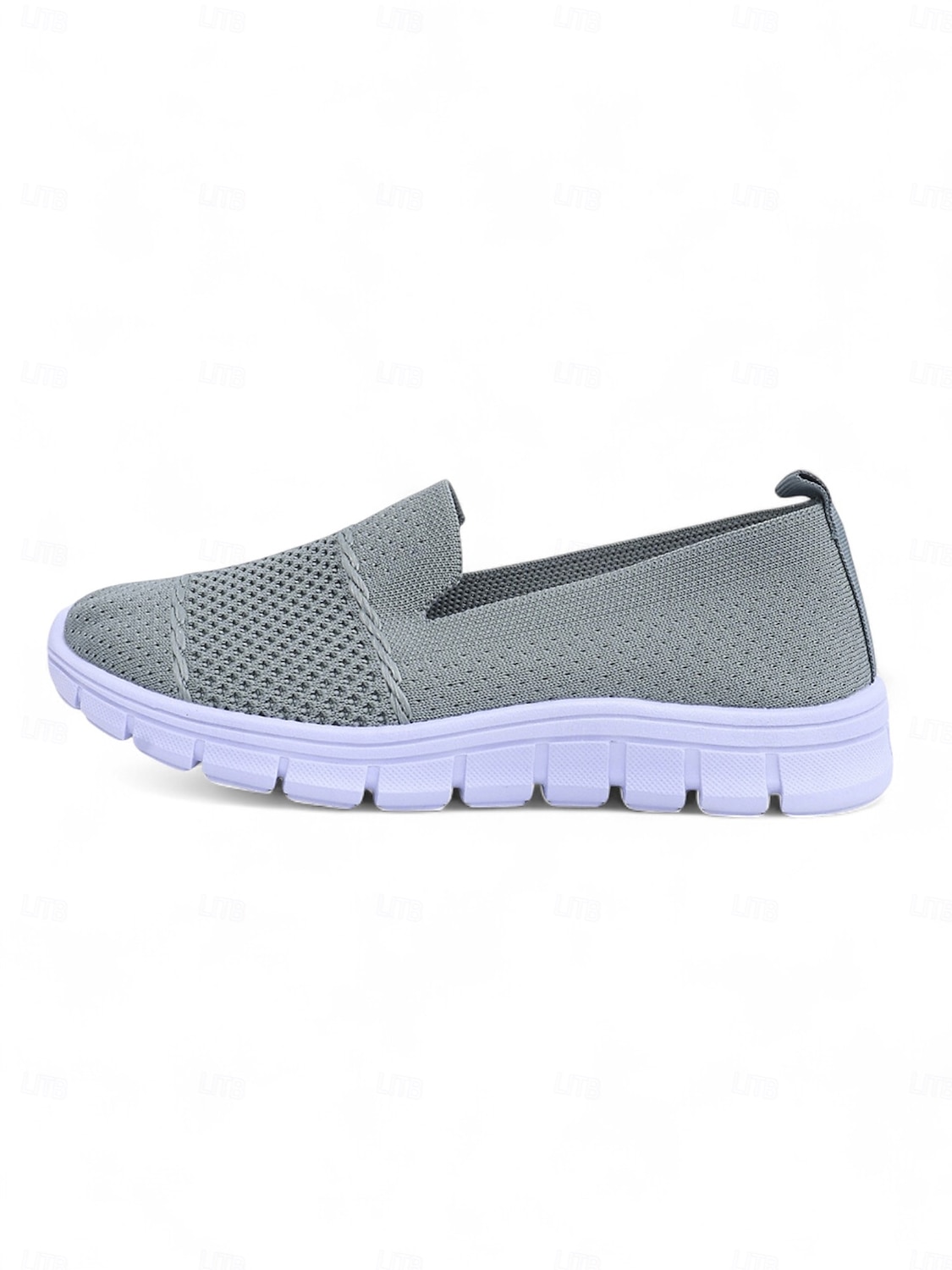 Grå flyknit slip-on-sneakers til dame – hverdagssko for turgåing, ærender og fritid i parken 2026 - $24.99 –P1