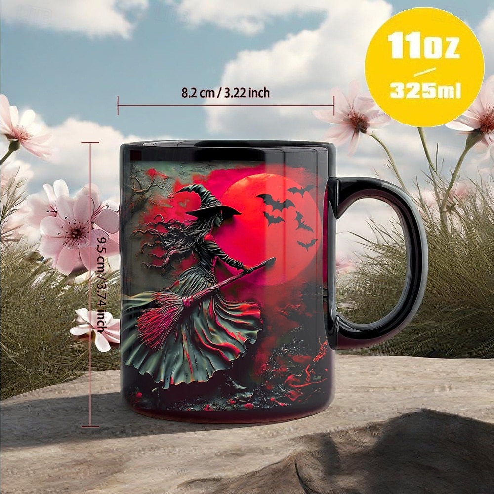 Halloweenský dárkový hrnek, keramický hrnek na kávu s čarodějnickou tématikou 330 ml/12 oz, strašidelný halloweenský hrnek pro ženy, přátele, milovníky wiccanské inspirace, vánoční dekorace nebo dárek 2025 - $12.99 –P13