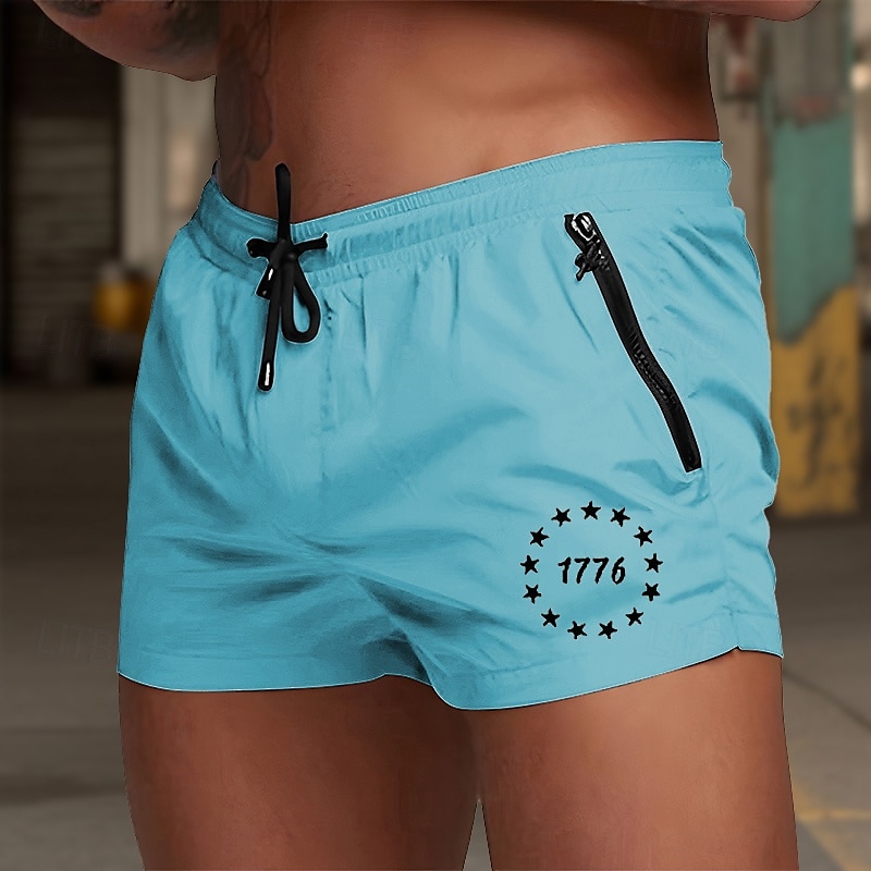 Homme Maillots de bain Shorts de bain Shorts de Surf Etoile 1776 Séchage rapide Respirable Cordon de serrage avec doublure en mesh Taille Élastique Vacances Plage Hawaïen Occasionnel Blanche Vert de 2025 ? $15.49 –P3