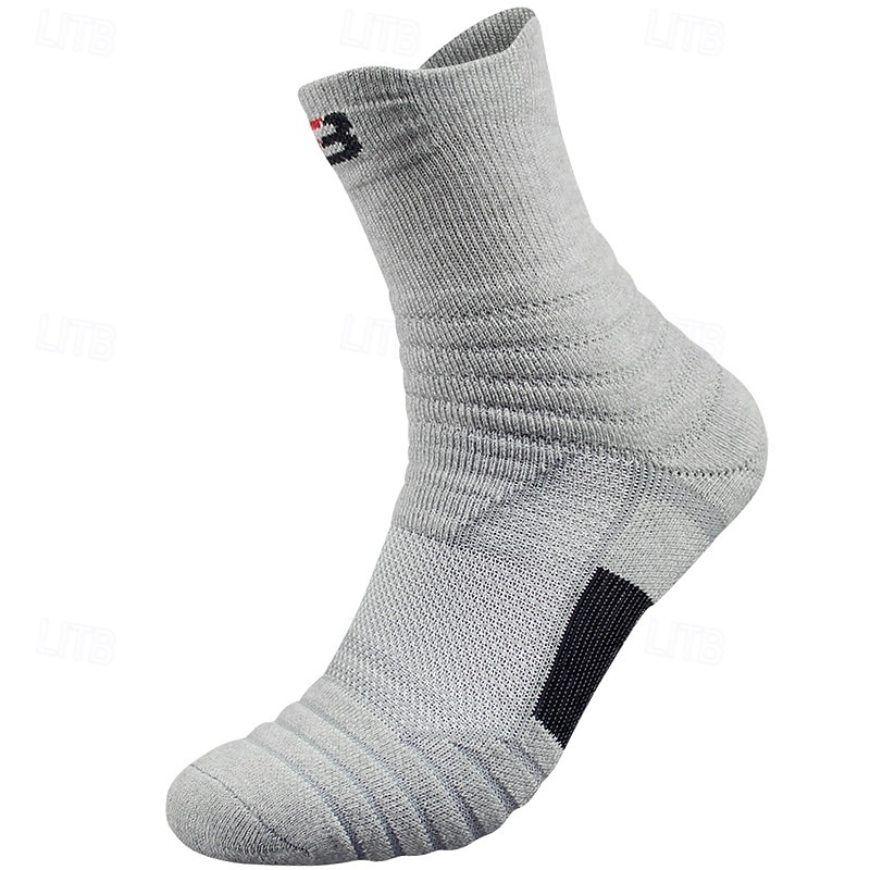 1 par de calcetines de senderismo para hombre, deportivos, transpirables, antiampollas, que absorben el sudor, acolchados, para exteriores, de un cuarto de tripulación, con parches de poliéster, negros, blancos y grises para correr 2025 - $7.49 –P11