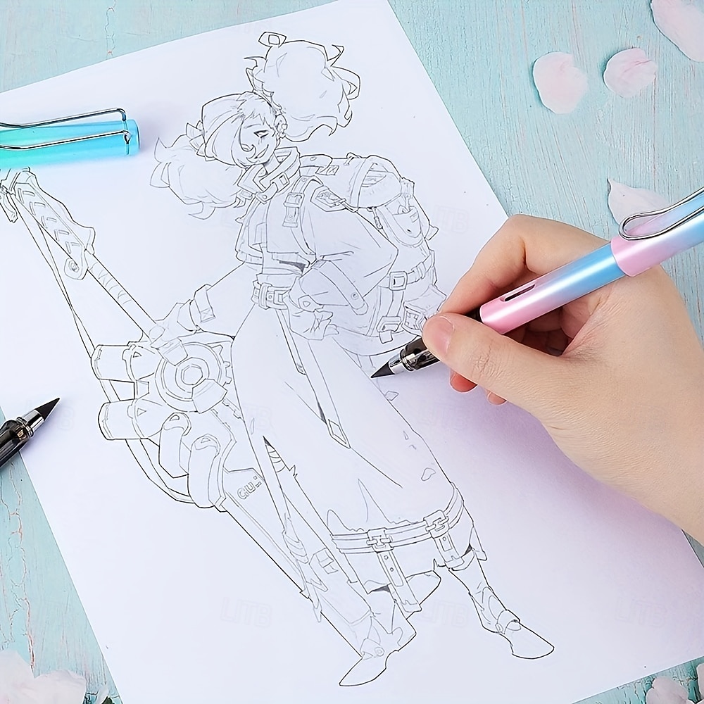 17 teile/satz ewige bleistift unendliche bleistift technologie tintenlosen metall stift magie bleistift zeichnung ist nicht leicht zu brechen gerade bleistift 2025 - $12.99 –P2
