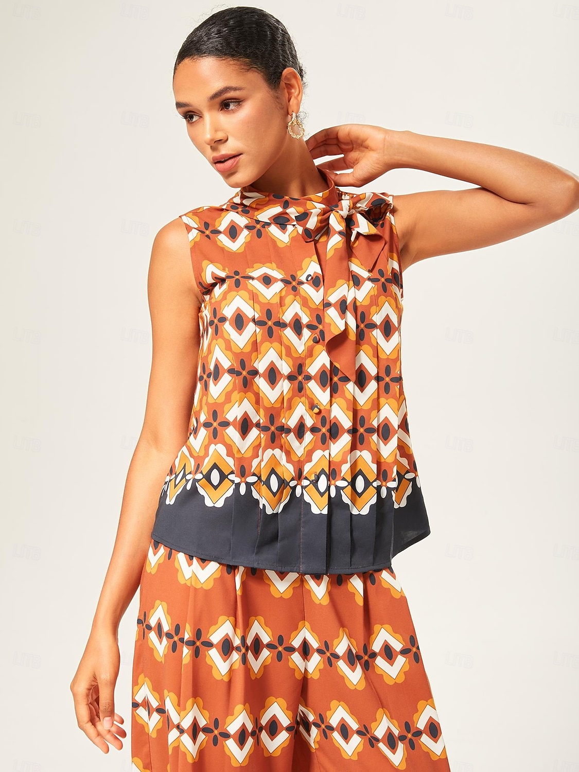 Per donna Femminile Camicia casual Astratto Casuale Senza maniche Arancione Senza Maniche Elegante Bohemien Vacanza A cotta Estate del 2026 a $59.99 –P1