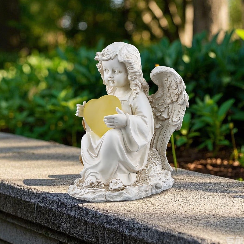 1 ks solární krajinná světla láska andělská ozdoba nádvoří venkovní socha dekorace pryskyřičná světla 2025 - $27.99 –P5