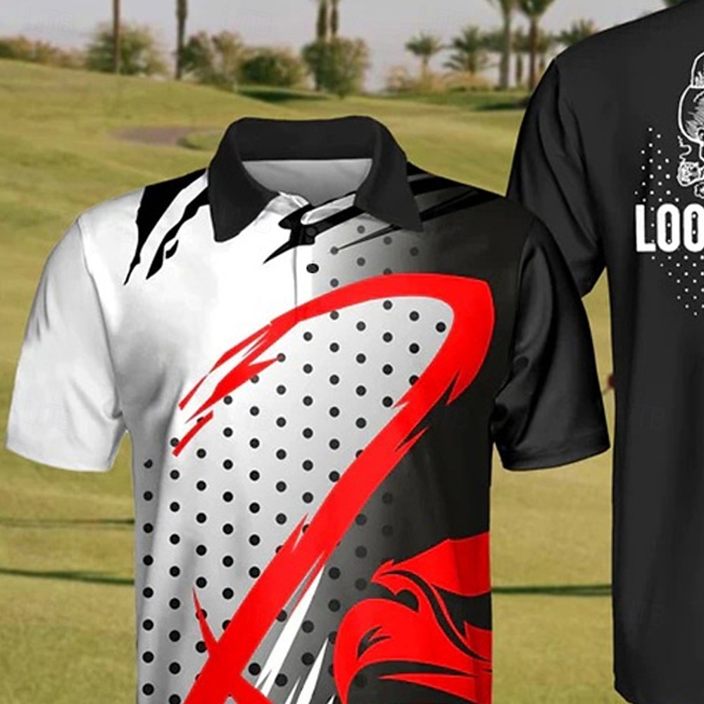 Per uomo A Pois Polo Sportivi Maglia da golf Manica Corta Magliette polo Camicie con Colletto Casual Abbigliamento sportivo Abbigliamento da vacanza Bottoni Stampa 3D Giallo Rosso Blu del 2025 a $22.99 –P8