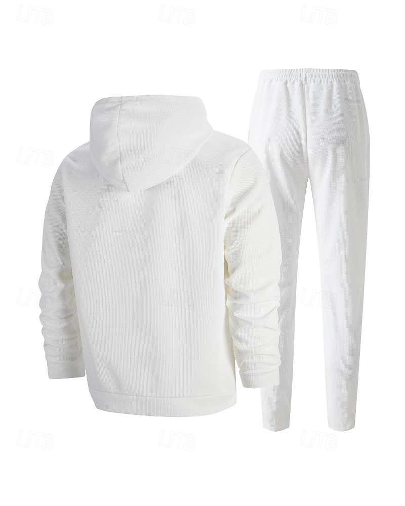 Муж. Спортивный костюм Штаны Спортивные штаны Карман на молнии Однотонный Наборы одежды Осень Черный Белый Тренажерный зал Одежда для спорта и отдыха Бег С защитой от ветра Длинный рукав Спорт 2026 - $34.99 –P3