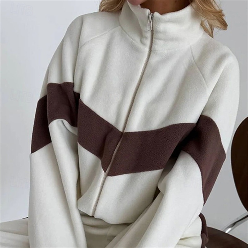 Damskie Dres Bluza Komplet sportowy Kieszeń Kolorowy blok Zestawy odzież Jesień Zima Biały Burgundowy Siłownia Trening Sportowy Keep Warm Odporność na wiatr Miękka Długi rękaw Sport Odzież sportowa 2026 - $42.99 –P6