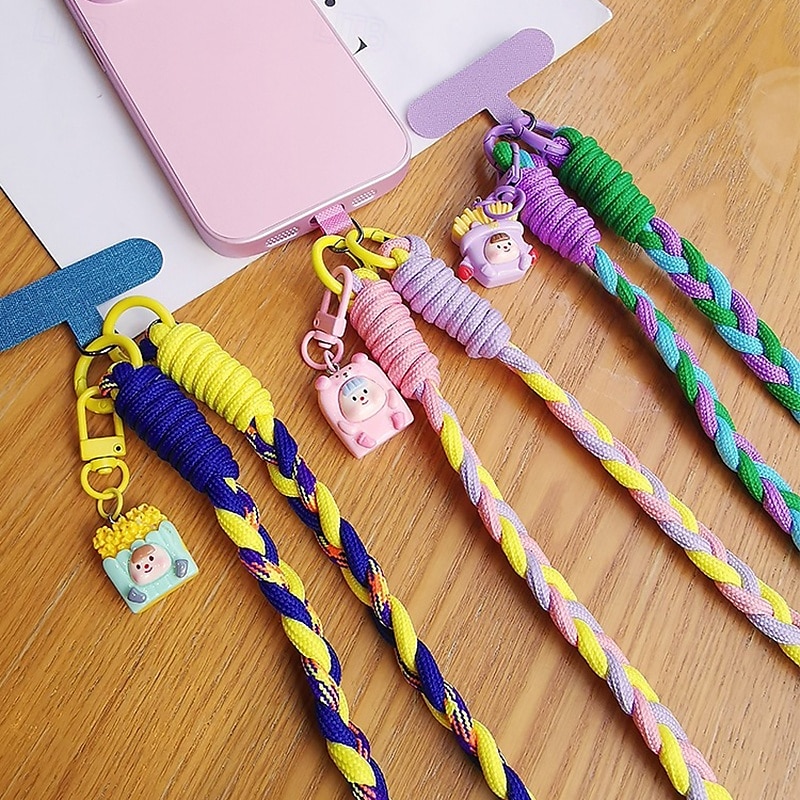 Nuova tracolla con tre fili a coda di cavallo, cordino per cellulare da donna, anti smarrimento, cordino robusto con ciondolo a forma di cartone animato, cordino lungo per cellulare. del 2025 a $10.99 –P5