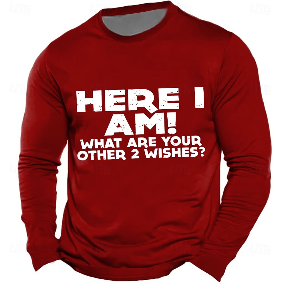 Herren Lustiger Slang T Shirt Langarm T-Shirt 3D-Druck Rundhalsausschnitt Hemd Mode Täglich Basic Straße Lässig Täglich Schwarz Rote Blau Sommer Frühling Bekleidung S M L XL XXL XXXL 2025 - $19.99 –P3