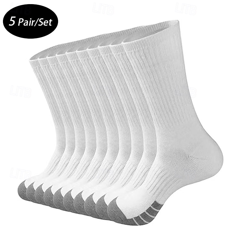 Herren 5 Paare Mehrfachpackungen Socken Laufsocken Freizeitsocken Weiß Rote Farbe Farbblock Urlaub Sport & Outdoor Täglich Basic Mittel Frühling Herbst Mode Lässig 2025 - $6.49 –P1