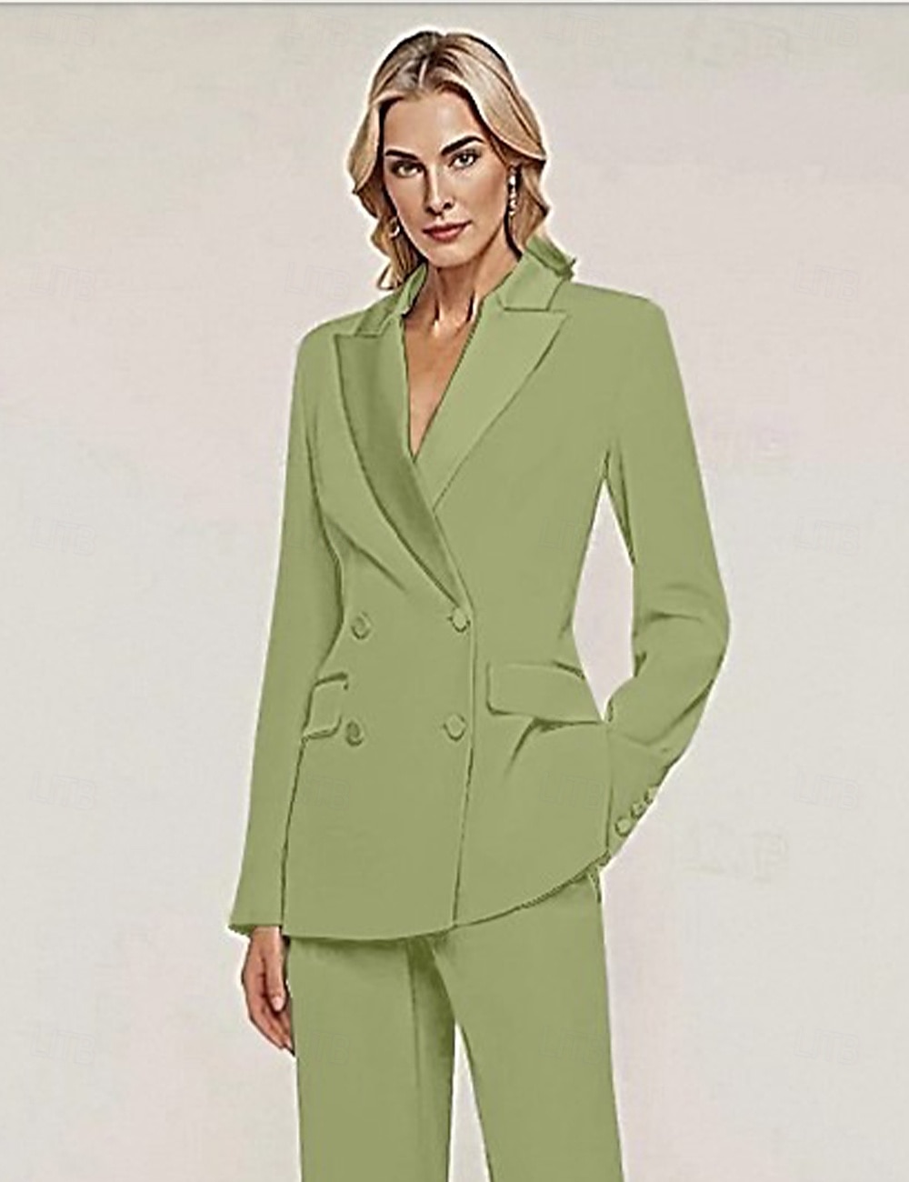 Női öltönyszettek a menyasszony anyjának elegáns hosszú ujjú gombos egyszínű 2025 - $104.99 –P9