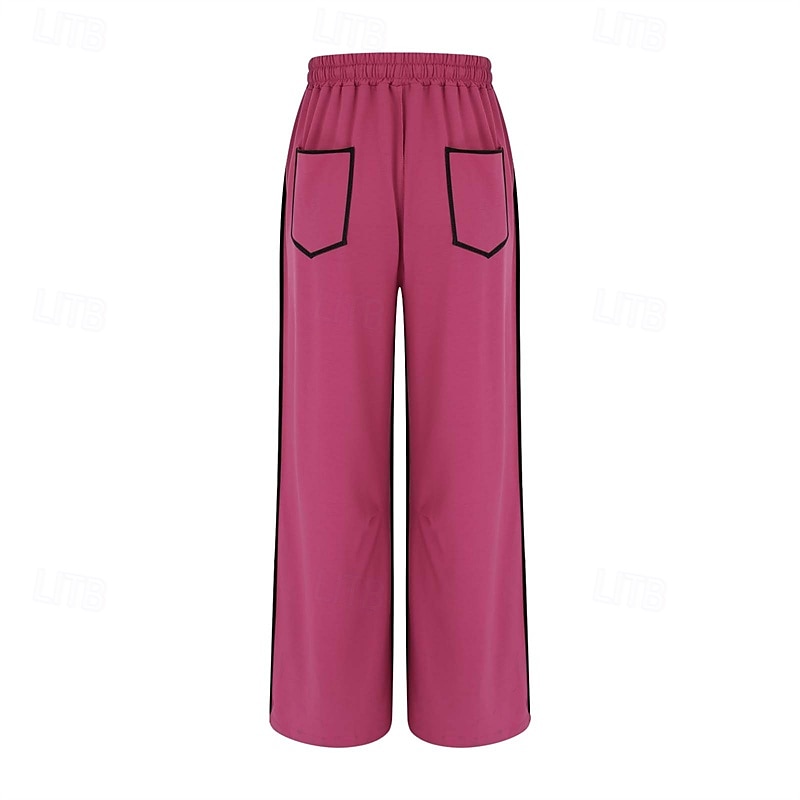 Dame Joggebukser Bukser Rett Fritid Treningsklær Lang Middels midje Lapper Lomme Elastisk snordesign Høyt snitt Pusteevne Myk Mikroelastisk Feriereise Gate Dagligdagstøy Svart Militærgrønn Navybl 2025 - $20.99 –P11