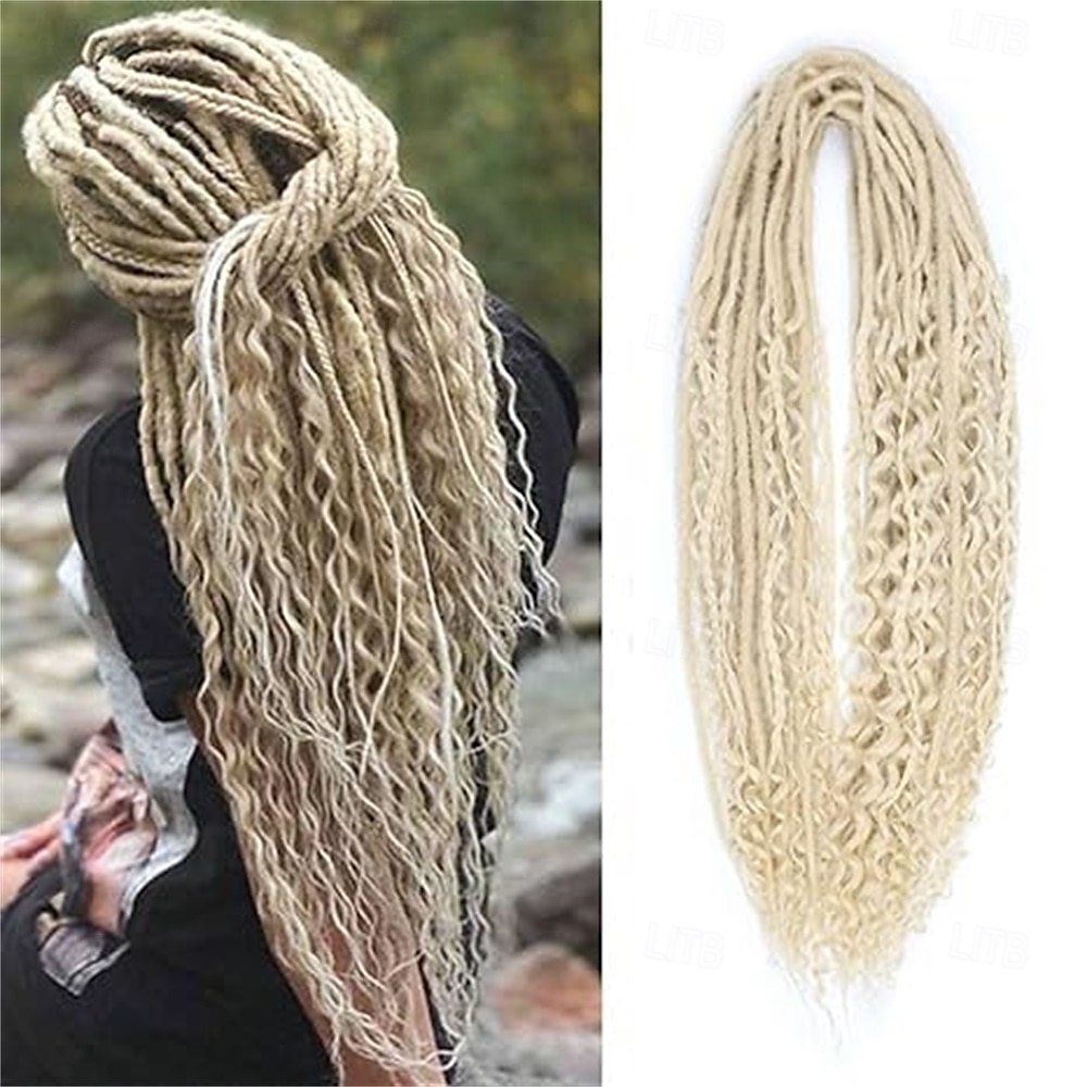 24 Inch 3 In 1 Dreadlock Extensions Sets 30 Strands Mixed Black Synthetic DE Dreads Extensions 100% Handmade Soft Double Ended Curly Boho Wavy Dreads for Girls 2025 - $58.99 –P11