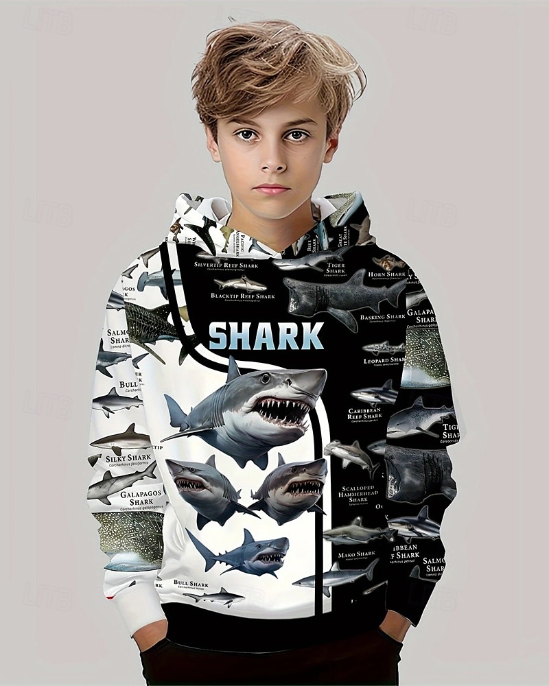 Pojkar 3D Djur Huvtröja Långärmad Vår Höst Mode Streetwear Barn 4-12 år Huva Utomhus Ledigt Dagligen Normal 2025 - $18.99 –P1