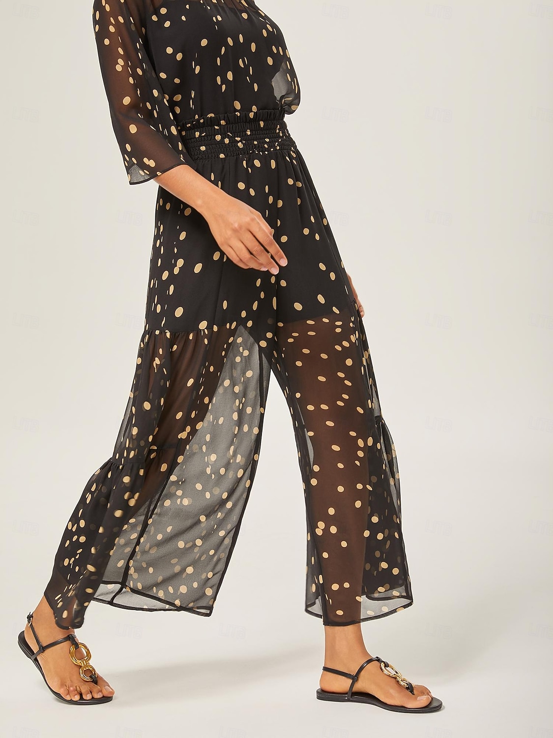 Per donna Femminile Camicia casual A Pois Casuale Manica del polsino svasato Nero annodata Elegante Bohemien Vacanza Collo Alto Estate Primavera Autunno del 2025 a $52.99 –P15