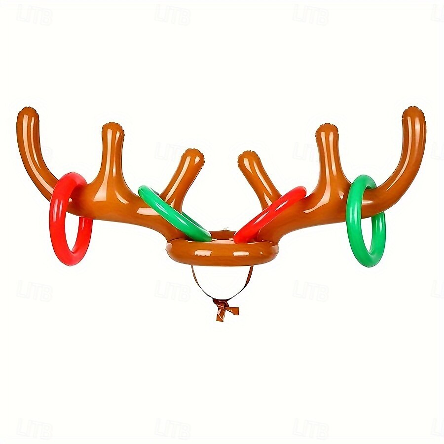 2 Sets of Inflatable Reindeer Antlers Game (2 Inflatable Antler Horns 8 Ringed Reindeer Rings for Throwing) Inflatable Reindeer Antler Hat with Ring Suitable for Family Party Games 2025 - $15.49 –P5