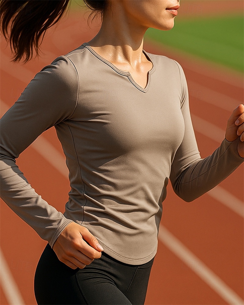 Damskie Bieganie na górze Koszulka do biegania Szczupła Długi rękaw Tee Tshirt W serek Solidne kolory Szybkie wysychanie Lekki Elastyczny Oddychający Bransoletka tenisowa Golf Bieganie Odzież sportowa 2025 - $13.99 –P3