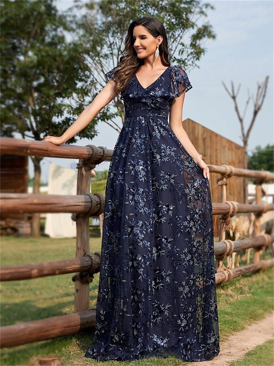 Robes de quinceanera en forme A Robe élégante Robe de mariage formelle longueur sol manches courtes col en V sequins dos en V avec sequins de 2025 ? $109.99 –P18