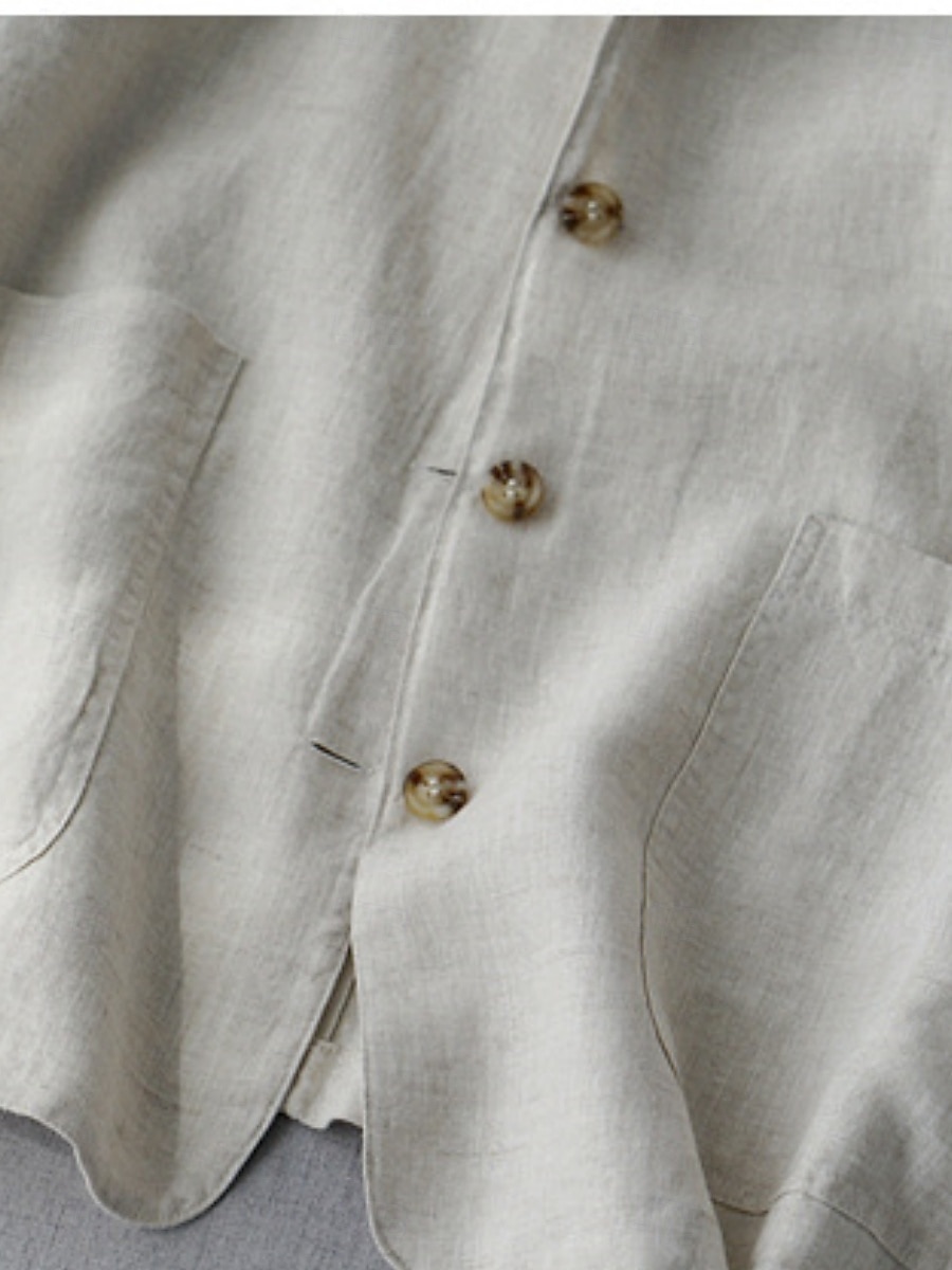 Femmes Blazer Confortable Respirant Avec Poches Boutons Occasionnel Uni Bureau Rue Occasionnel Tenue quotidienne Simple Boutonnage Régulier Col Rabattu Coupe Ample manche longue Vêtements d'extérieur de 2025 ? $30.99 –P8