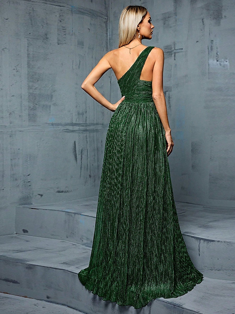 Šaty A-line Quinceanera Elegantní Šaty Formální Svatba Dlouhé Bez Rukávů Jedno Rameno Polyester s Plisováním 2025 - $109.99 –P5