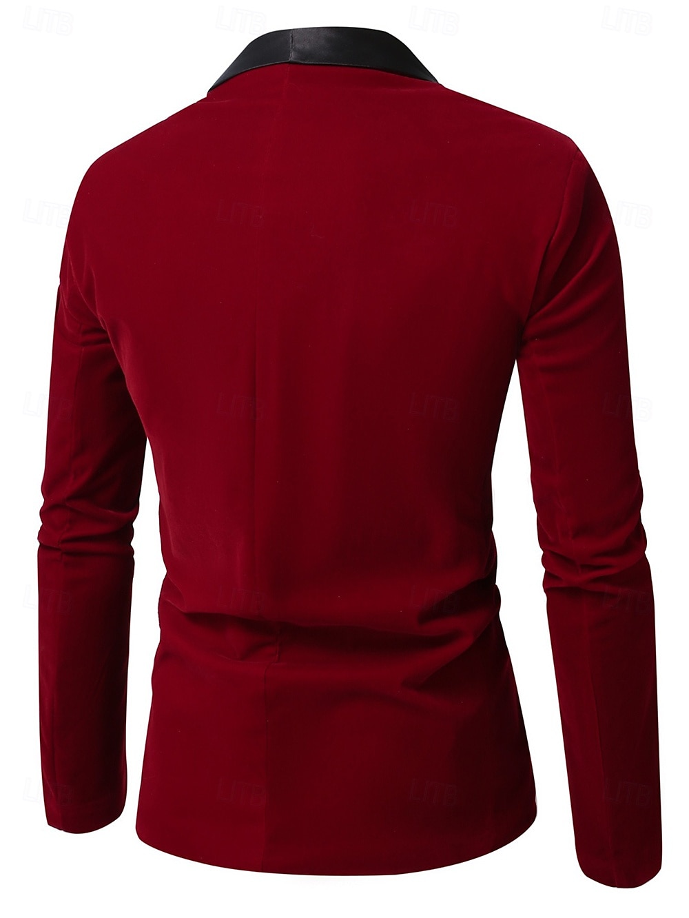 Herren Samt Blazer Jacke Party Abendgarderobe Smoking elegant warm Herbst &Winter einfarbiger einreihiger Ein-Knopf-Blazer Burgunder 2025 - $65.99 –P3