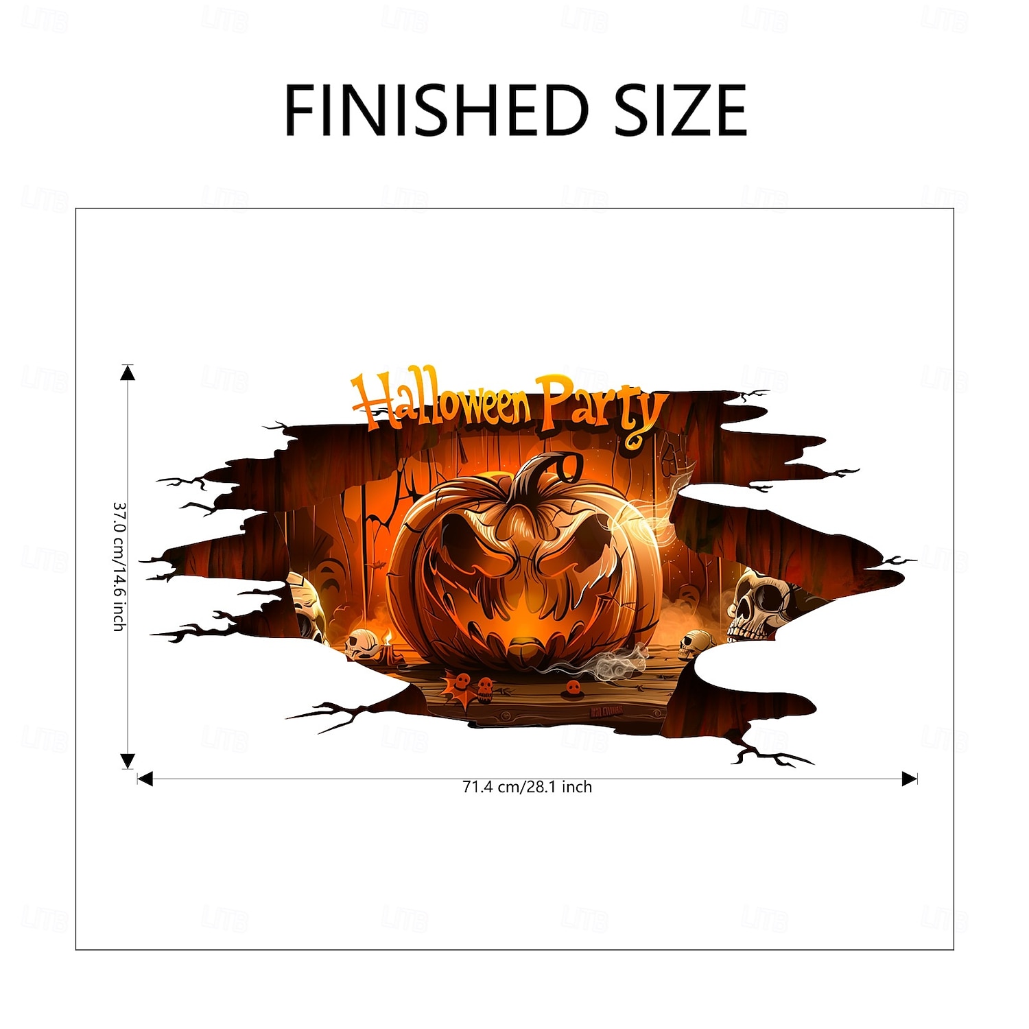 Halloweenská samolepka na podlahu a zeď s 3D strašidelným dýňovým průlomovým designem, samolepicí podlahová a nástěnná dekorace do obývacího pokoje a ložnice. 2025 - $6.49 –P6