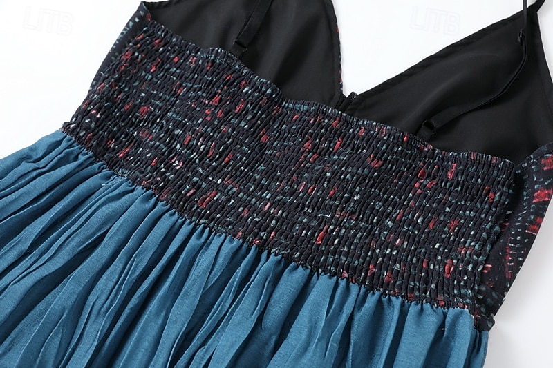 Dames Halflange jurk Vintage Jurk Zomerjurk Slipdress Westerse kleding Modieus Klassiek Modern Vakantie Dagelijks Uitgaan Normale pasvorm Bloem Mouwloos Spaghettibandjes blauw Zomer 2025 - $28.99 –P5
