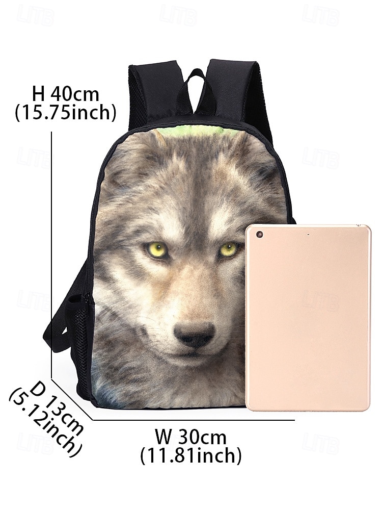 Boy's 3-Piece Wolf Print Backpack Set – Durable Lightweight School Bag with Lunch Box and Pencil Case for Students, Outdoor Adventures and Daily Commute Kayomi Harai 2026 - $34.99 –P4