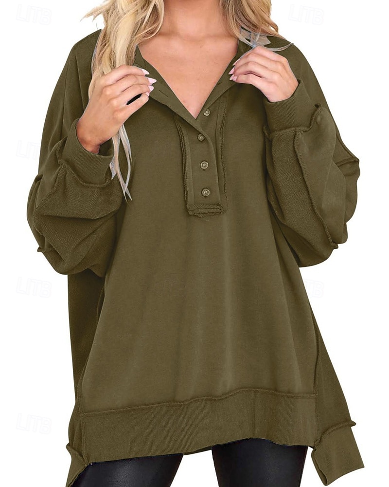 Damen Bluse Einfach Modern Lässig Langarm Rundhalsausschnitt Normale Oberteile Täglich Ferien Ausgehen Knöpfe Schwarz Weiß Rosa Wein Blau Herbst 2025 - $25.99 –P1