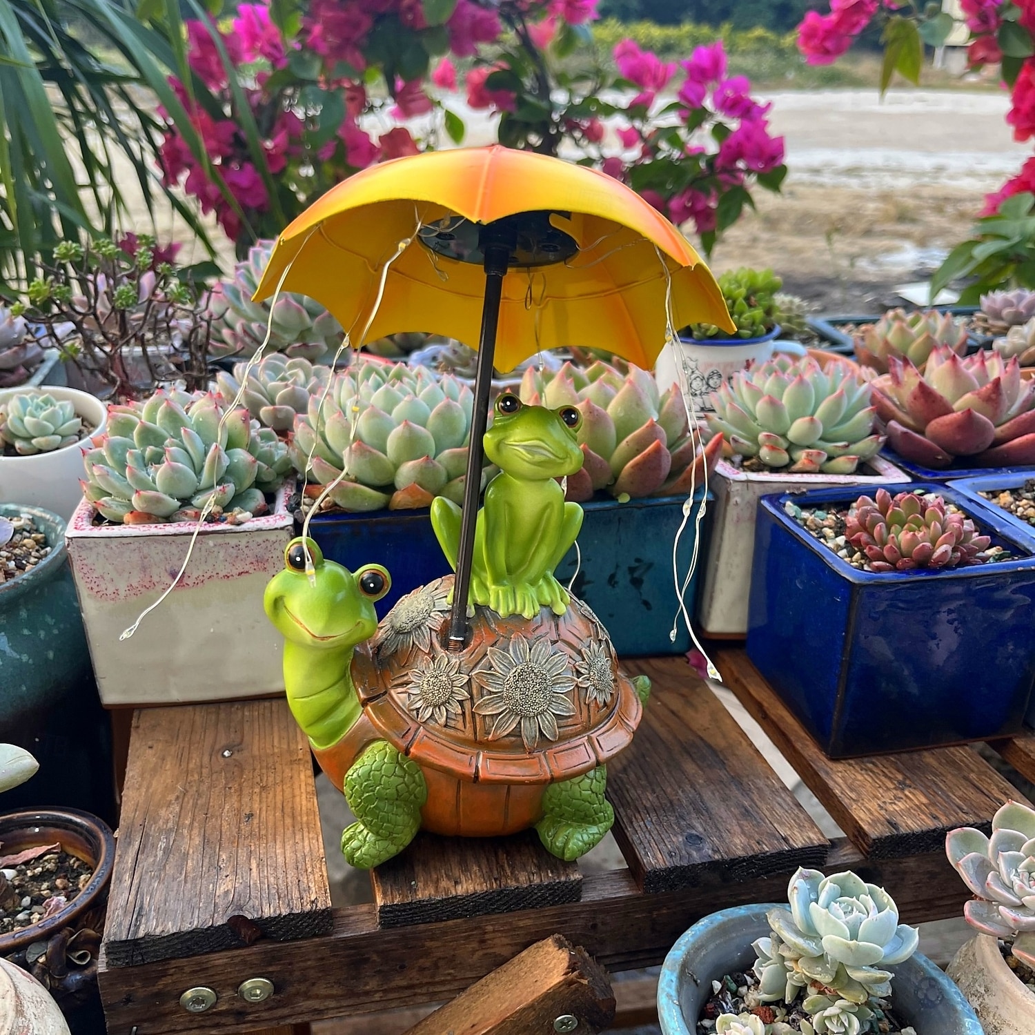 1 lámpara decorativa de resina con forma de tortuga solar impermeable para exteriores, con forma de rana y paraguas, para patio, jardín, parque, césped, sendero, luces de observación paisajísticas. 2026 - $26.99 –P7