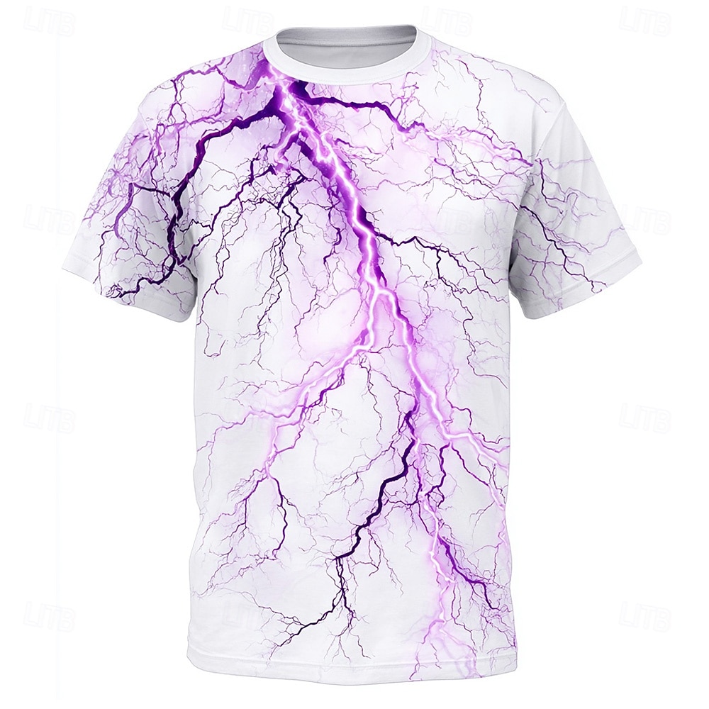 Halloween Herren Optische Täuschung Blitz 3D T Shirt Kurzarm T-Shirt 3D-Druck Rundhalsausschnitt Hemd Übertrieben Designer Party Straße Lässig Dunkelviolett Weiß 1 Weiß Sommer Frühling Ganzjahres 2025 - $17.99 –P3