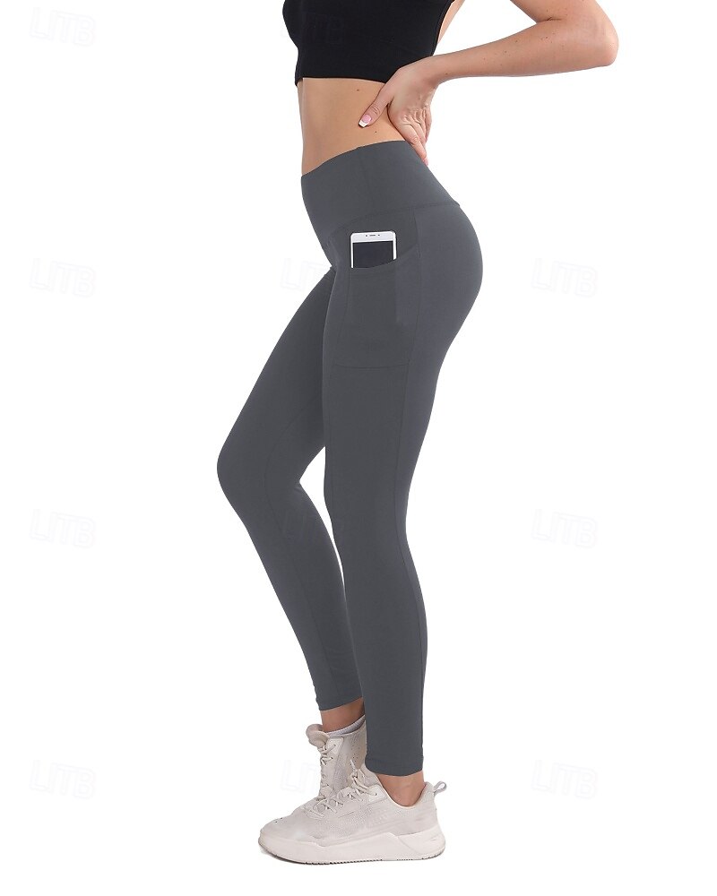 Women's pilates leggings Capri Leggings Sports Pants Pockets Lightweight Pilates Gym Running Pants Solid Color Navy Black Pink Plus Size Sports Activewear Micro-elastic 2026 - $17.49 –P15