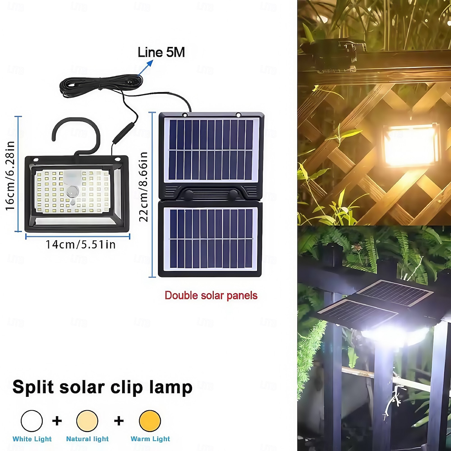 2025年 190LEDソーラーライト 屋外用 ポータブル モーションセンサー ソーラーライト 3モード クリップ式 投光器 ダブルソーラーパネル セキュリティライト ガーデン 1個  コレクション – $32.99 –P1