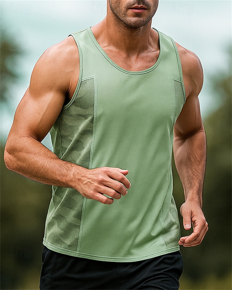 Hombre Bloque de color Color Camuflaje Camiseta sin mangas Running Top para correr Camiseta para correr Verano Primavera Sin Mangas Secado rápido Ligero Transpirable Tenis Golf Corriendo Azul Piscina 2026 - $16.49 –P1