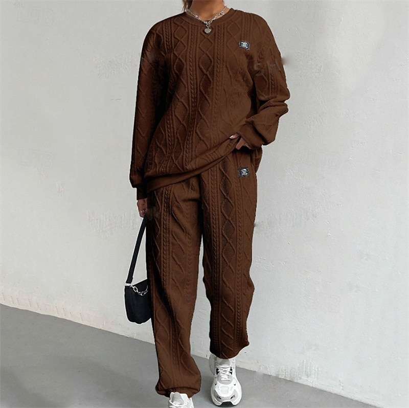 Mulheres Moletom Suéter Conjunto de Roupa Atlética Bolsos Cor Sólida Conjuntos Outono Inverno Preto Branco Academia Exercite-se Esportivo Térmico / Quente A Prova de Vento Macio Manga Longa Esporte de 2026 por $47.99 –P3