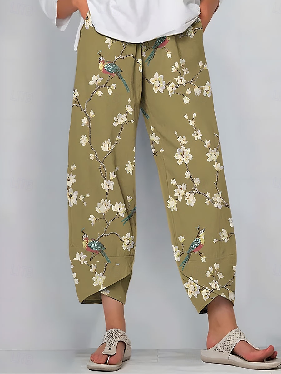 Femmes Jambe large Chinos Pantalons Amples ancien Basique Occasionnel Longueur cheville Taille haute Fleuri Graphique Patchwork Cordon de serrage Impression Respirant Non Elastique Extérieur Vacances de 2025 ? $20.99 –P4