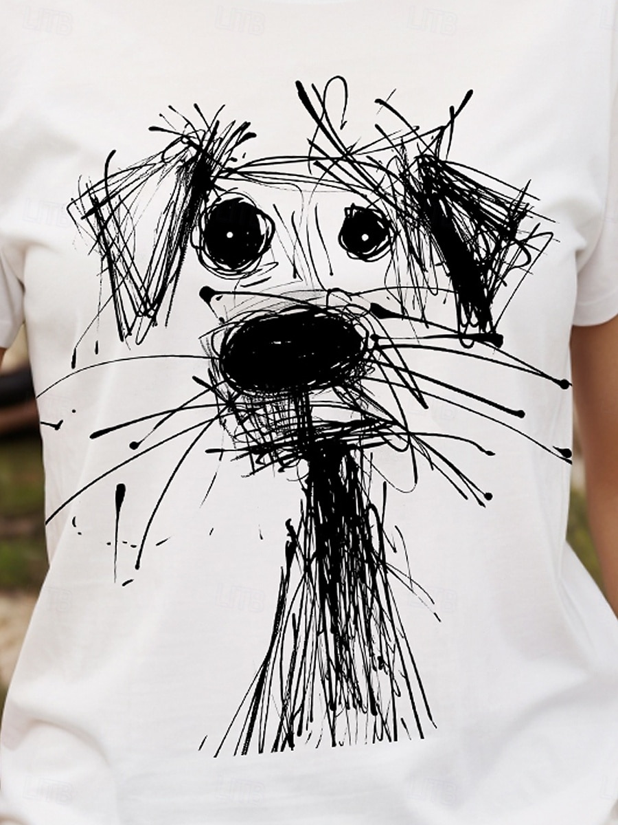 Femmes T-shirt Graphique Animal Chien ancien Élégant Classique Manche Courte Col ras du cou Col rond Hauts Réguliers Quotidien Week-end Imprimé Noir Blanche Rouge Bleu Violet Été Printemps de 2025 ? $19.99 –P3