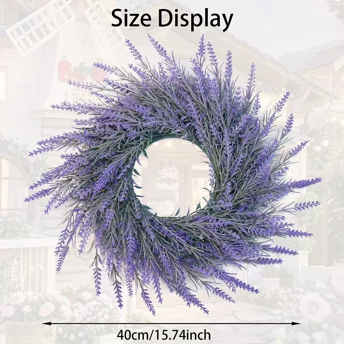 Ghirlanda di lavanda artificiale da 40 cm per porta d'ingresso, decorazione da parete per interni, decorazione per matrimoni e accessorio fotografico del 2026 a $22.99 –P3