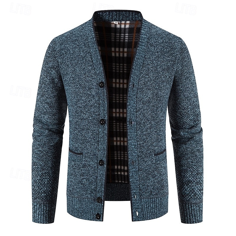 Herre Genser Cardigan Genser Riflet Strikke Vanlige topper Strikket عادي V-hals Moderne Moderne Fritid Avslappet Dagligdagstøy Klær Vår & Vinter Vinrød Blå M L XL 2025 - $27.99 –P6