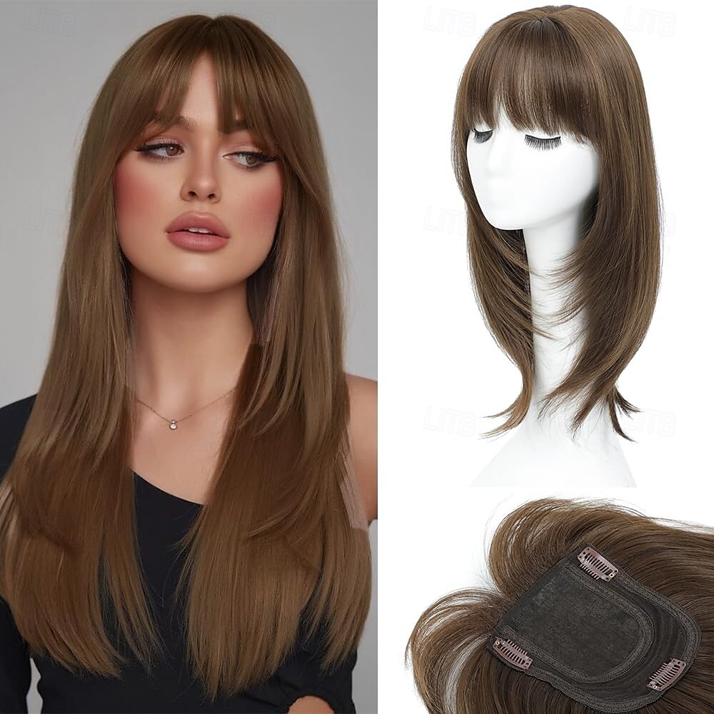 Hair Toppers for Women with Thinning Hair 360 3D Toppers Hair Pieces for Women French Clip in Bangs 18 Inch Curly Wavy 2025 - $20.99 –P7