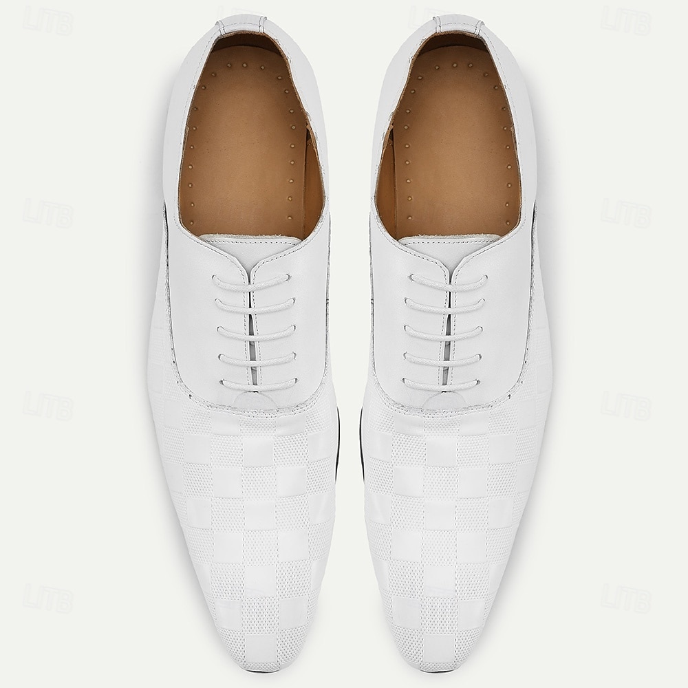 Witte premium runderleren veterschoenen voor heren met elegant design – formeel schoeisel voor zakelijke bijeenkomsten, kantoorkleding en speciale gelegenheden 2026 - $109.99 –P4