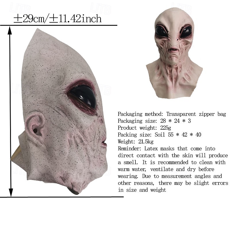 Maschera aliena spaventosa di Halloween per adulti, realistici costumi spaventosi, maschera in lattice per il viso, 4 varianti di colore, maschera horror extraterrestre, accessorio spettrale per feste del 2025 a $27.99 –P16