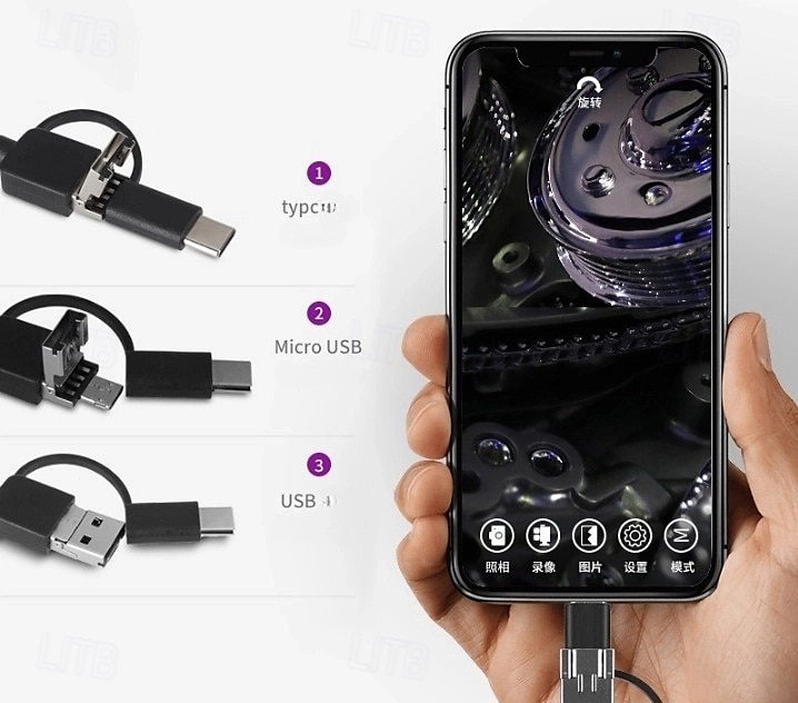 Telecamera endoscopica con luce, strumenti per endoscopio HD 1080p con luci LED regolabili, endoscopio con telecamera a serpente semirigida, endoscopio di ispezione per iOS e Android, lente singola da del 2025 a $19.99 –P6