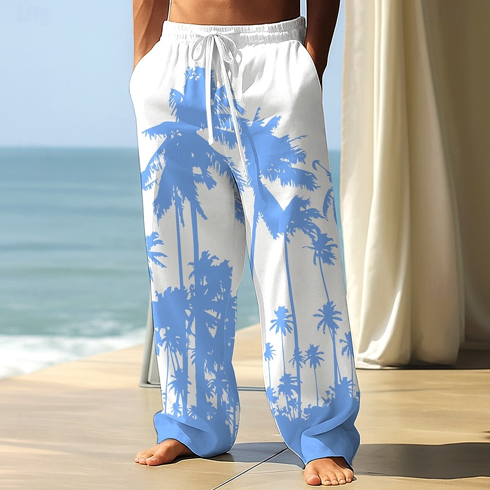 Men's Coconut Tree Tropical Plants Trousers Baggy Pants Casual Pants Mid Waist Hawaiian Vacation Holiday Beach Wear Drawstring Elastic Waist Wide Leg Summer Spring 3D Print Black Blue Green 2026 - $29.99 –P3