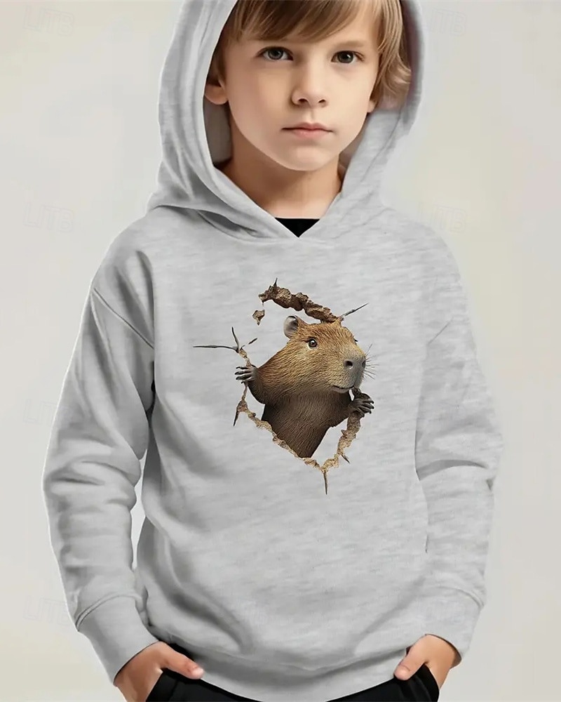 Pojkar 3D Djur Huvtröja Långärmad Vår Höst Mode Streetwear Barn 4-12 år Huva Utomhus Ledigt Dagligen Normal 2025 - $18.99 –P4