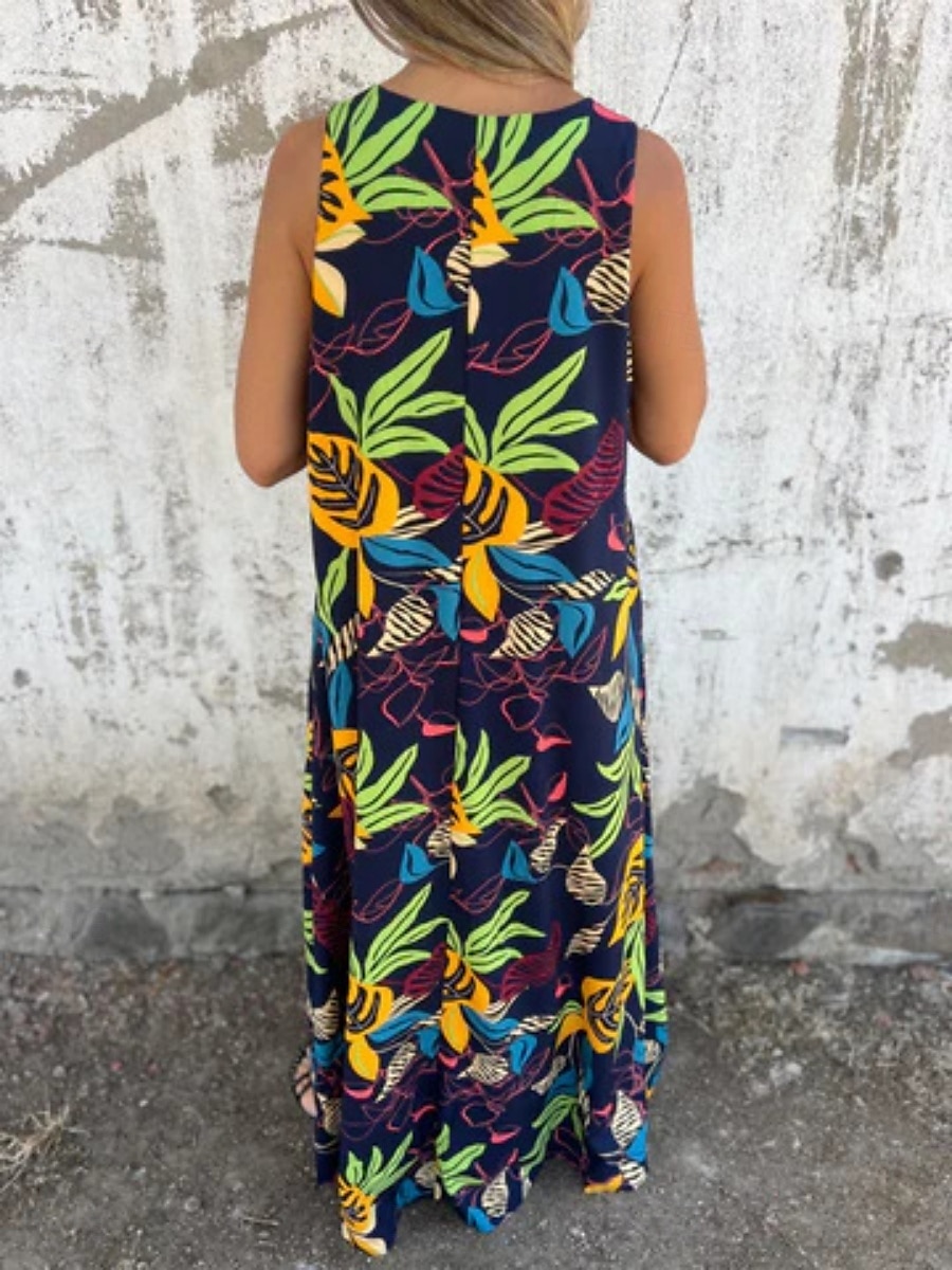 Femmes Robe maxi Robe trapèze Robe Nuisette Vacances Occasionnel Boho Extérieur Sortir Coupe régulière Fleuri Sans manches Col en V Bleu Abricot Beige Été de 2025 ? $23.99 –P18