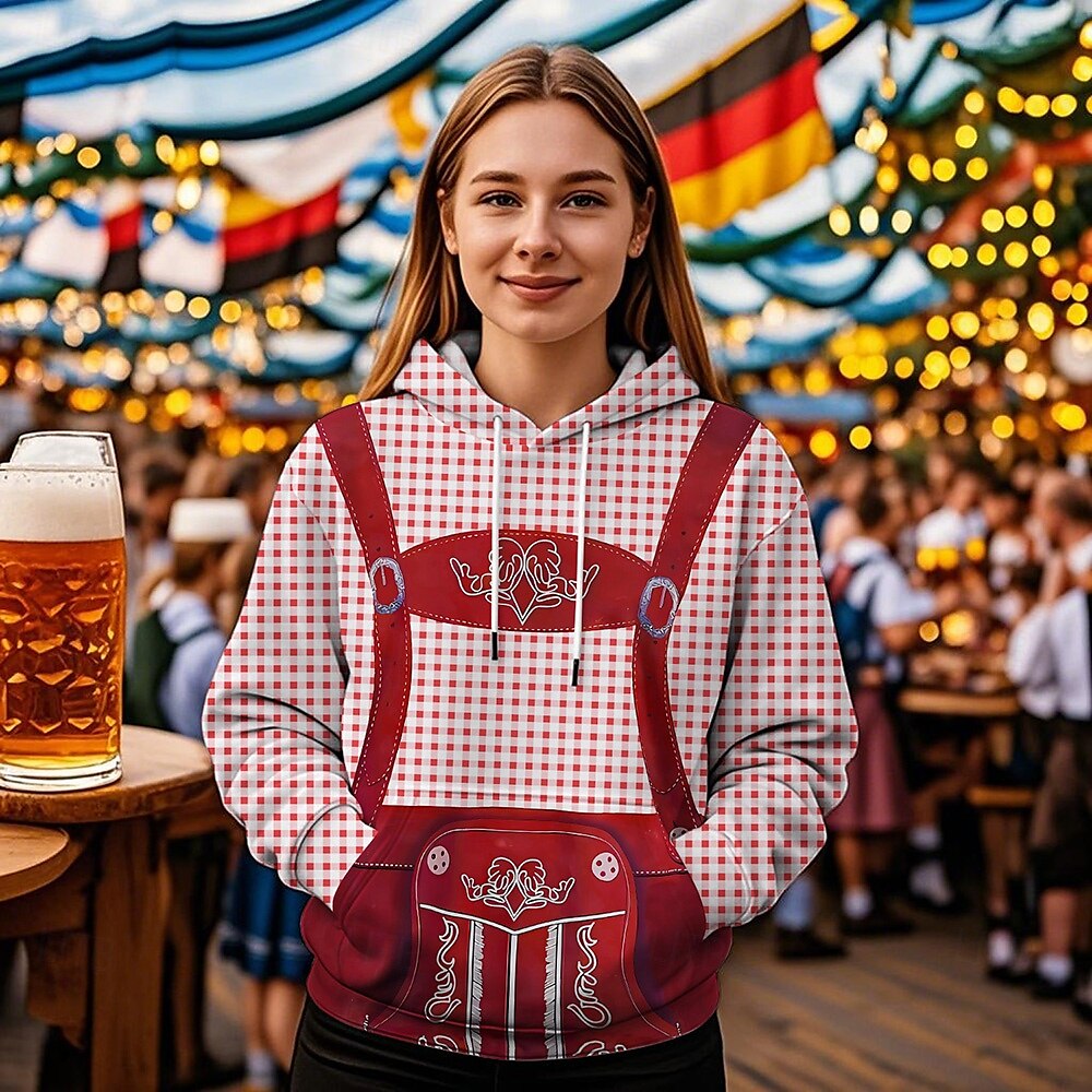 Pivo Oktoberfest Kapuce Tisk Přední kapsa Grafika Pro Dámské Dospělé Karneval Pivo Oktoberfest 3D tisk Dovolená Párty 2025 - $29.99 –P3