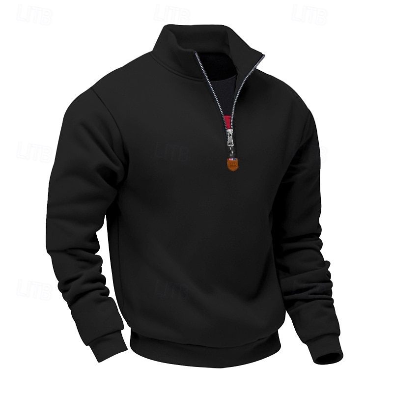 Hombre Sudadera Sudadera con un cuarto de cremallera Albaricoque Negro Blanco Vino Rojo Media cremallera Plano Deporte Diario Festivos Poliéster Ropa de calle Básico Casual Primavera Otoño Ropa 2025 - $21.99 –P14