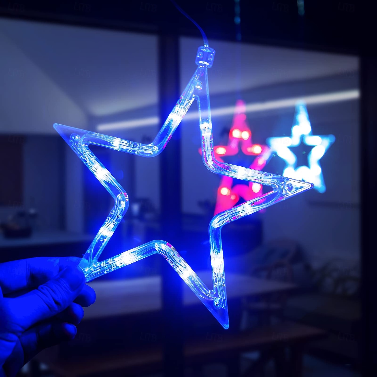 3 Pcs Patriotic Hanging Lights July 4th Independence Day Red, White, Blue Pentagram Suction Cup Window Light AAA Battery Box Party Patriotic Atmosphere Decorative Light American Flag 2025 - $14.99 –P4