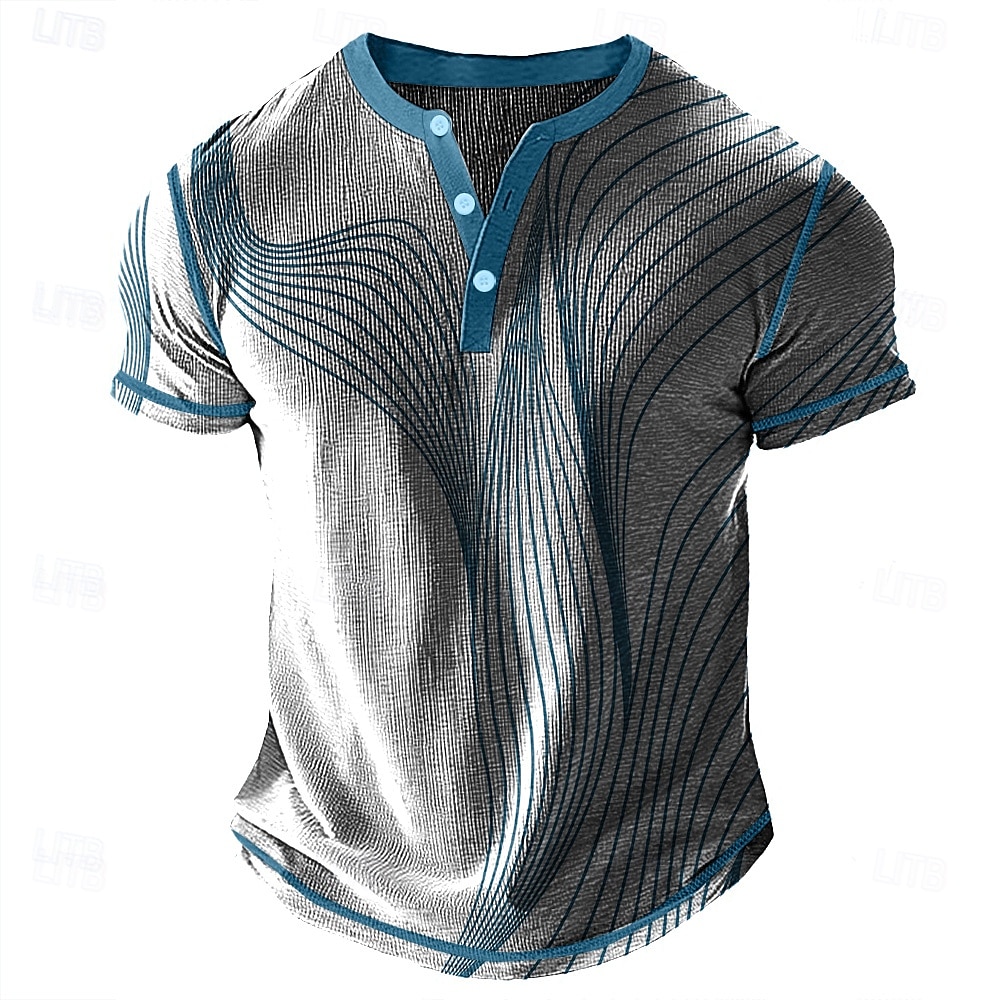 Pánské Geometrický Abstraktní Tričko Henley Waffle Tričko Krátký rukáv Denní Retro Klasické Outdoorové sporty Ležérní Dovolená Léto Jaro léto Fialová Červená Vodní modrá Šedá Henley Tričko Henley 2025 - $22.99 –P1